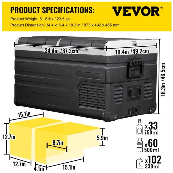 Refrigeration & Ice Equipment | 12 Volt Refrigerator Refrigerator 80 Quart, Dual Door Chest Refrigerator 12/24V DC & 110-240V AC Electric Compressor Cooler for Truck Vehicle RV Boat Outdoor & Home Use Refrigeration & Ice Equipment Refrigeration & Ice Equipment