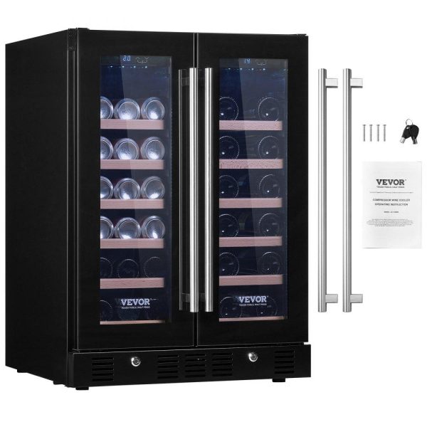 Refrigeration & Ice Equipment | 24″ Wine and Beverage Refrigerator, 78 Cans and 20 Bottles Dual Zone Tempered Glass Door, Digital Temper Control, Blue LED Light, Child Lock, Built-in or Freestanding, ETL Refrigeration & Ice Equipment Refrigeration & Ice Equipment