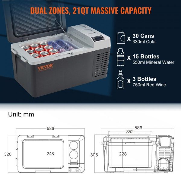 Refrigeration & Ice Equipment | Car Refrigerator, 12 Volt Car Refrigerator Fridge, 21 QT/20 L Single Zone Portable Freezer, -4℉-50℉ Adjustable Range, 12/24V DC and 100-240V AC Compressor Cooler for Outdoor, Camping, Travel, RV Refrigeration & Ice Equipment Refrigeration & Ice Equipment