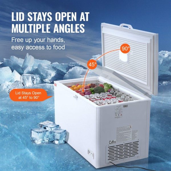 Refrigeration & Ice Equipment | Chest Freezer, 12.8 Cu.ft / 345 L Large Deep Freezer & 4 Removable Baskets, Freestanding Top Open Door Commercial Chest Freezers with Locking Lid, 7-Level Adjustable Temp, LED Lighting, 6 Wheels Refrigeration & Ice Equipment Refrigeration & Ice Equipment