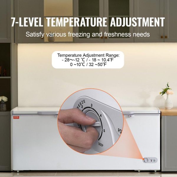 Refrigeration & Ice Equipment | Chest Freezer, 19.8 Cu.ft / 561 L Large Deep Freezer with Split Top Double Locking Lids, Freestanding Commercial Chest Freezer & 4 Removable Baskets, 7-Level Adjustable Temp, LED Light, 6 Wheels Refrigeration & Ice Equipment Refrigeration & Ice Equipment