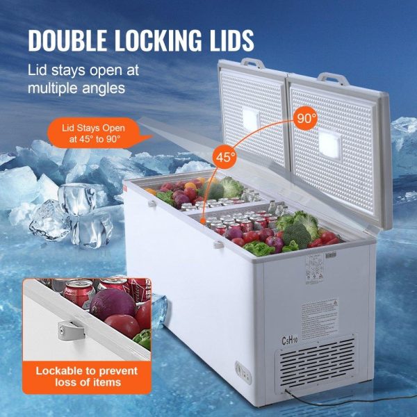 Refrigeration & Ice Equipment | Chest Freezer, 19.8 Cu.ft / 561 L Large Deep Freezer with Split Top Double Locking Lids, Freestanding Commercial Chest Freezer & 4 Removable Baskets, 7-Level Adjustable Temp, LED Light, 6 Wheels Refrigeration & Ice Equipment Refrigeration & Ice Equipment