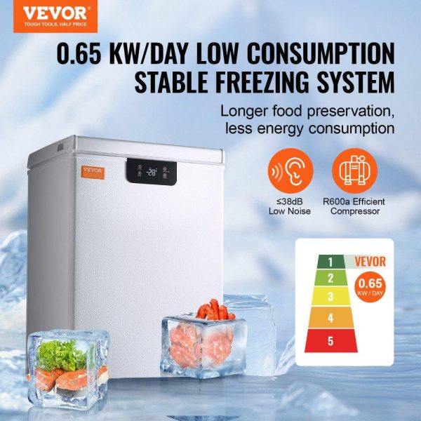 Refrigeration & Ice Equipment | Chest Freezer, 2.22 Cu.ft / 63 L Compact Deep Freezer, Free Standing Top Open Door Chest Freezers with 2 Removable Baskets & Adjustable Thermostat, Energy Saving & Low Noise, White Refrigeration & Ice Equipment Refrigeration & Ice Equipment