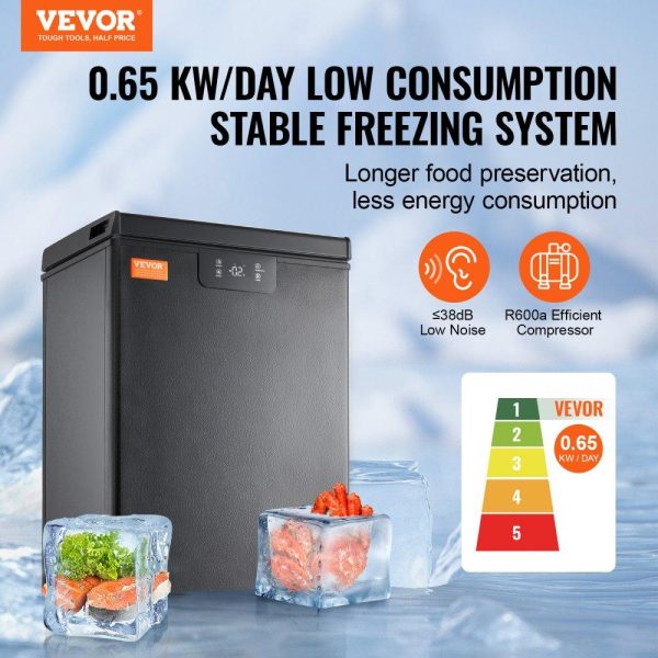 Refrigeration & Ice Equipment | Chest Freezer, 2.22 Cu.ft / 63 L Compact Deep Freezer, Free Standing Top Open Door Chest Freezers with 2 Removable Baskets & Adjustable Thermostat, Energy Saving & Low Noise, Black Refrigeration & Ice Equipment Refrigeration & Ice Equipment