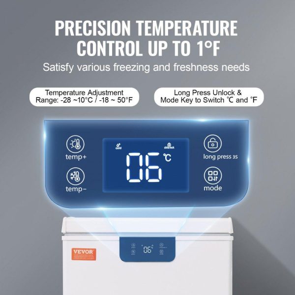 Refrigeration & Ice Equipment | Chest Freezer, 2.22 Cu.ft / 63 L Compact Deep Freezer, Free Standing Top Open Door Chest Freezers with 2 Removable Baskets & Adjustable Thermostat, Energy Saving & Low Noise, White Refrigeration & Ice Equipment Refrigeration & Ice Equipment