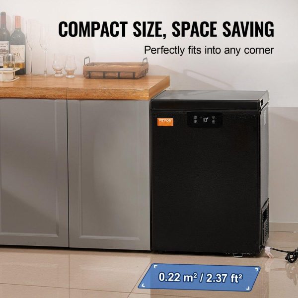 Refrigeration & Ice Equipment | Chest Freezer, 2.22 Cu.ft / 63 L Compact Deep Freezer, Free Standing Top Open Door Chest Freezers with 2 Removable Baskets & Adjustable Thermostat, Energy Saving & Low Noise, Black Refrigeration & Ice Equipment Refrigeration & Ice Equipment