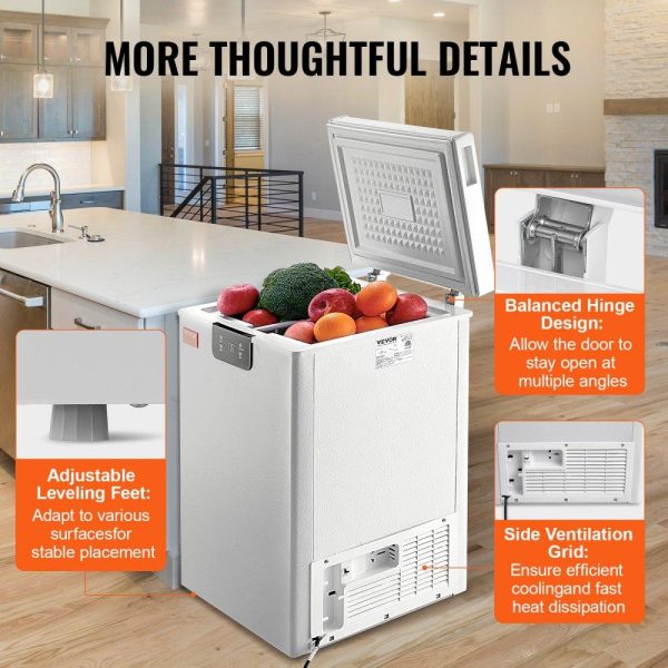 Refrigeration & Ice Equipment | Chest Freezer, 2.22 Cu.ft / 63 L Compact Deep Freezer, Free Standing Top Open Door Chest Freezers with 2 Removable Baskets & Adjustable Thermostat, Energy Saving & Low Noise, White Refrigeration & Ice Equipment Refrigeration & Ice Equipment