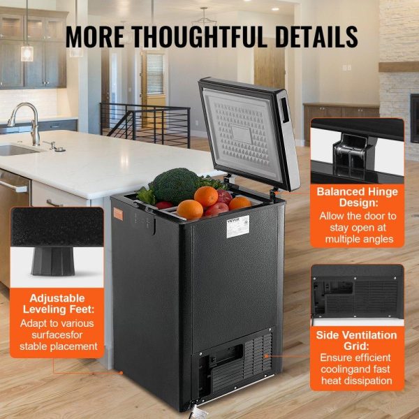 Refrigeration & Ice Equipment | Chest Freezer, 2.22 Cu.ft / 63 L Compact Deep Freezer, Free Standing Top Open Door Chest Freezers with 2 Removable Baskets & Adjustable Thermostat, Energy Saving & Low Noise, Black Refrigeration & Ice Equipment Refrigeration & Ice Equipment