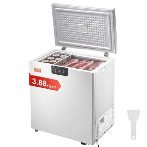 Refrigeration & Ice Equipment | Chest Freezer, 3.88 Cu.ft / 110 L Compact Deep Freezer, Free Standing Top Open Door Compact Freezers with 2 Removable Baskets & Adjustable Thermostat, Energy Saving & Low Noise, White Refrigeration & Ice Equipment Refrigeration & Ice Equipment