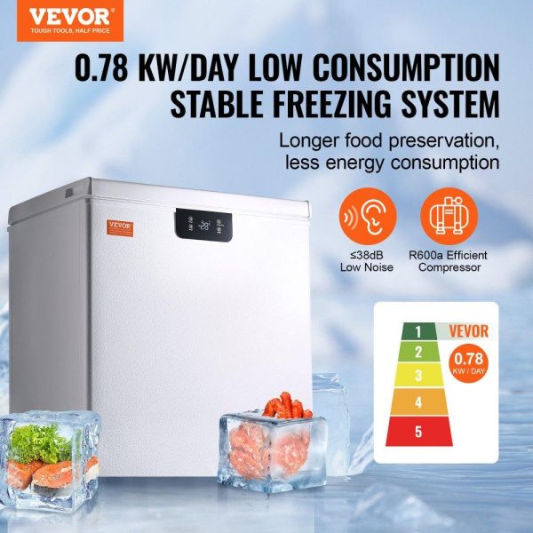 Refrigeration & Ice Equipment | Chest Freezer, 3.88 Cu.ft / 110 L Compact Deep Freezer, Free Standing Top Open Door Compact Freezers with 2 Removable Baskets & Adjustable Thermostat, Energy Saving & Low Noise, White Refrigeration & Ice Equipment Refrigeration & Ice Equipment