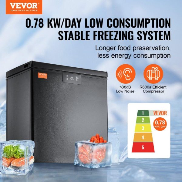 Refrigeration & Ice Equipment | Chest Freezer, 3.88 Cu.ft / 110 L Compact Deep Freezer, Free Standing Top Open Door Compact Freezers with 2 Removable Baskets & Adjustable Thermostat, Energy Saving & Low Noise, Black Refrigeration & Ice Equipment Refrigeration & Ice Equipment