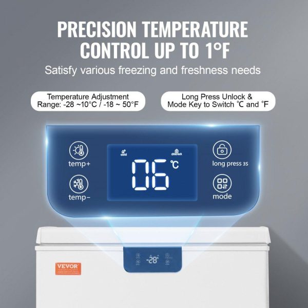 Refrigeration & Ice Equipment | Chest Freezer, 3.88 Cu.ft / 110 L Compact Deep Freezer, Free Standing Top Open Door Compact Freezers with 2 Removable Baskets & Adjustable Thermostat, Energy Saving & Low Noise, White Refrigeration & Ice Equipment Refrigeration & Ice Equipment