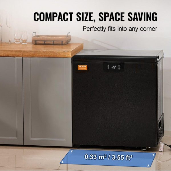 Refrigeration & Ice Equipment | Chest Freezer, 3.88 Cu.ft / 110 L Compact Deep Freezer, Free Standing Top Open Door Compact Freezers with 2 Removable Baskets & Adjustable Thermostat, Energy Saving & Low Noise, Black Refrigeration & Ice Equipment Refrigeration & Ice Equipment