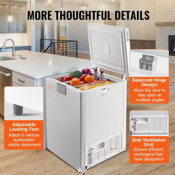 Refrigeration & Ice Equipment | Chest Freezer, 3.88 Cu.ft / 110 L Compact Deep Freezer, Free Standing Top Open Door Compact Freezers with 2 Removable Baskets & Adjustable Thermostat, Energy Saving & Low Noise, White Refrigeration & Ice Equipment Refrigeration & Ice Equipment