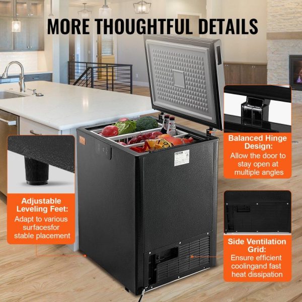 Refrigeration & Ice Equipment | Chest Freezer, 3.88 Cu.ft / 110 L Compact Deep Freezer, Free Standing Top Open Door Compact Freezers with 2 Removable Baskets & Adjustable Thermostat, Energy Saving & Low Noise, Black Refrigeration & Ice Equipment Refrigeration & Ice Equipment