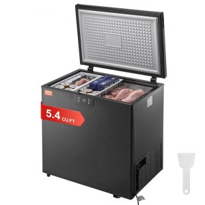 Refrigeration & Ice Equipment | Chest Freezer, 5.4 Cu.ft / 153 L Compact Deep Freezer, Free Standing Top Open Door Compact Freezers with 2 Removable Baskets & Adjustable Thermostat, Energy Saving & Low Noise, Black Refrigeration & Ice Equipment Refrigeration & Ice Equipment