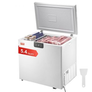 Refrigeration & Ice Equipment | Chest Freezer, 5.4 Cu.ft / 153 L Compact Deep Freezer, Free Standing Top Open Door Compact Freezers with 2 Removable Baskets & Adjustable Thermostat, Energy Saving & Low Noise, White Refrigeration & Ice Equipment Refrigeration & Ice Equipment