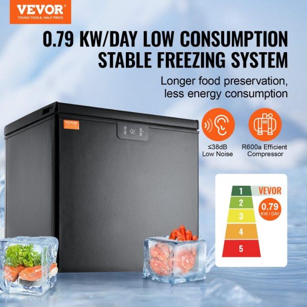 Refrigeration & Ice Equipment | Chest Freezer, 5.4 Cu.ft / 153 L Compact Deep Freezer, Free Standing Top Open Door Compact Freezers with 2 Removable Baskets & Adjustable Thermostat, Energy Saving & Low Noise, Black Refrigeration & Ice Equipment Refrigeration & Ice Equipment