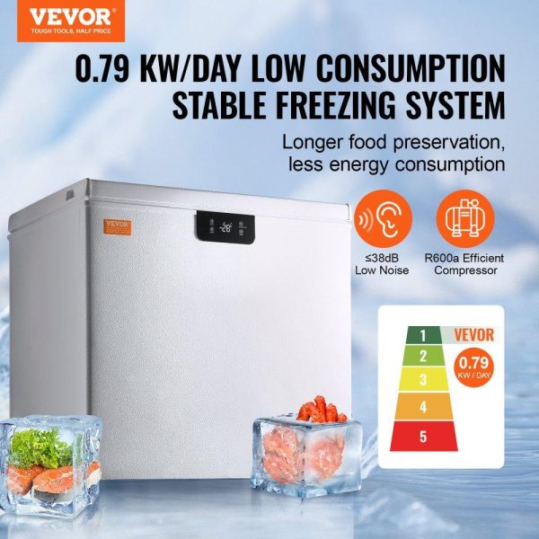 Refrigeration & Ice Equipment | Chest Freezer, 5.4 Cu.ft / 153 L Compact Deep Freezer, Free Standing Top Open Door Compact Freezers with 2 Removable Baskets & Adjustable Thermostat, Energy Saving & Low Noise, White Refrigeration & Ice Equipment Refrigeration & Ice Equipment