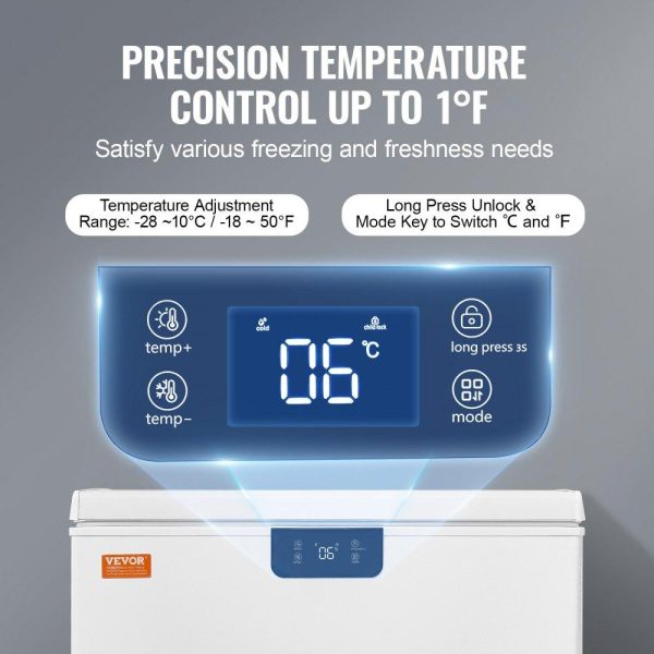 Refrigeration & Ice Equipment | Chest Freezer, 5.4 Cu.ft / 153 L Compact Deep Freezer, Free Standing Top Open Door Compact Freezers with 2 Removable Baskets & Adjustable Thermostat, Energy Saving & Low Noise, White Refrigeration & Ice Equipment Refrigeration & Ice Equipment