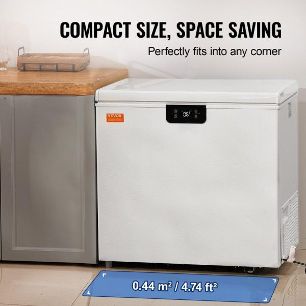 Refrigeration & Ice Equipment | Chest Freezer, 5.4 Cu.ft / 153 L Compact Deep Freezer, Free Standing Top Open Door Compact Freezers with 2 Removable Baskets & Adjustable Thermostat, Energy Saving & Low Noise, White Refrigeration & Ice Equipment Refrigeration & Ice Equipment