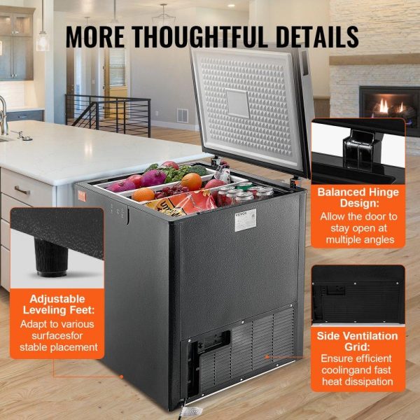 Refrigeration & Ice Equipment | Chest Freezer, 5.4 Cu.ft / 153 L Compact Deep Freezer, Free Standing Top Open Door Compact Freezers with 2 Removable Baskets & Adjustable Thermostat, Energy Saving & Low Noise, Black Refrigeration & Ice Equipment Refrigeration & Ice Equipment