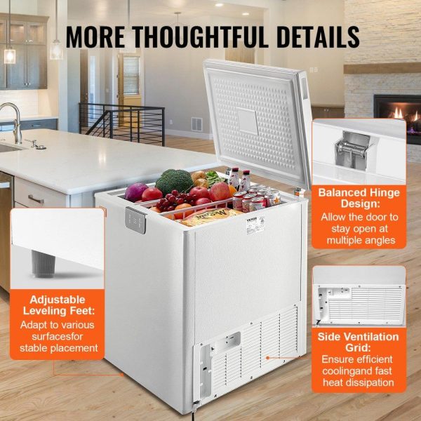 Refrigeration & Ice Equipment | Chest Freezer, 5.4 Cu.ft / 153 L Compact Deep Freezer, Free Standing Top Open Door Compact Freezers with 2 Removable Baskets & Adjustable Thermostat, Energy Saving & Low Noise, White Refrigeration & Ice Equipment Refrigeration & Ice Equipment