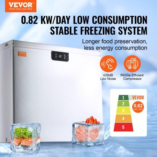 Refrigeration & Ice Equipment | Chest Freezer, 7 Cu.ft / 198 L Compact Deep Freezer, Free Standing Top Open Door Compact Freezers with 2 Removable Baskets & Adjustable Thermostat, Energy Saving & Low Noise, White Refrigeration & Ice Equipment Refrigeration & Ice Equipment