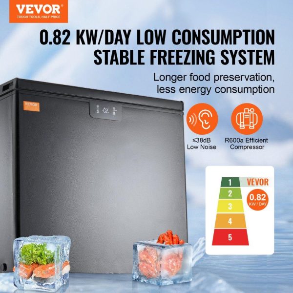 Refrigeration & Ice Equipment | Chest Freezer, 7 Cu.ft / 198 L Compact Deep Freezer, Free Standing Top Open Door Compact Freezers with 2 Removable Baskets & Adjustable Thermostat, Energy Saving & Low Noise, Black Refrigeration & Ice Equipment Refrigeration & Ice Equipment