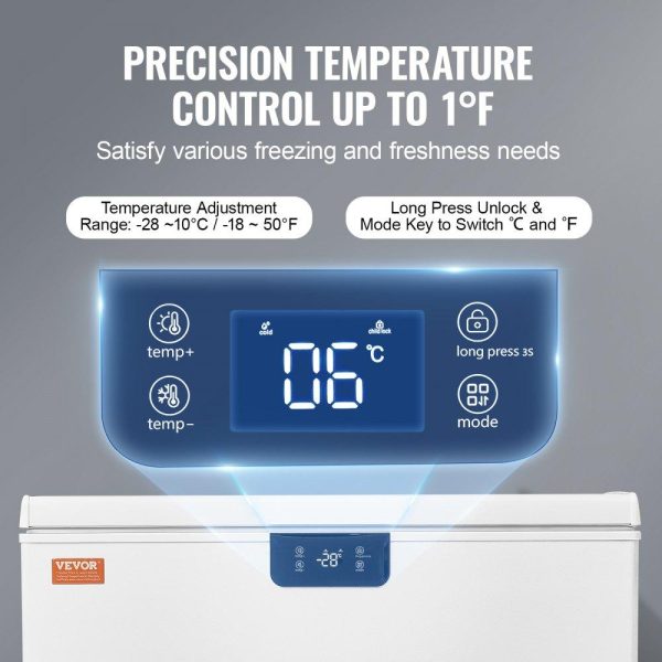 Refrigeration & Ice Equipment | Chest Freezer, 7 Cu.ft / 198 L Compact Deep Freezer, Free Standing Top Open Door Compact Freezers with 2 Removable Baskets & Adjustable Thermostat, Energy Saving & Low Noise, White Refrigeration & Ice Equipment Refrigeration & Ice Equipment