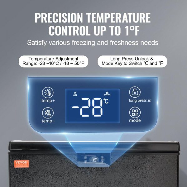 Refrigeration & Ice Equipment | Chest Freezer, 7 Cu.ft / 198 L Compact Deep Freezer, Free Standing Top Open Door Compact Freezers with 2 Removable Baskets & Adjustable Thermostat, Energy Saving & Low Noise, Black Refrigeration & Ice Equipment Refrigeration & Ice Equipment