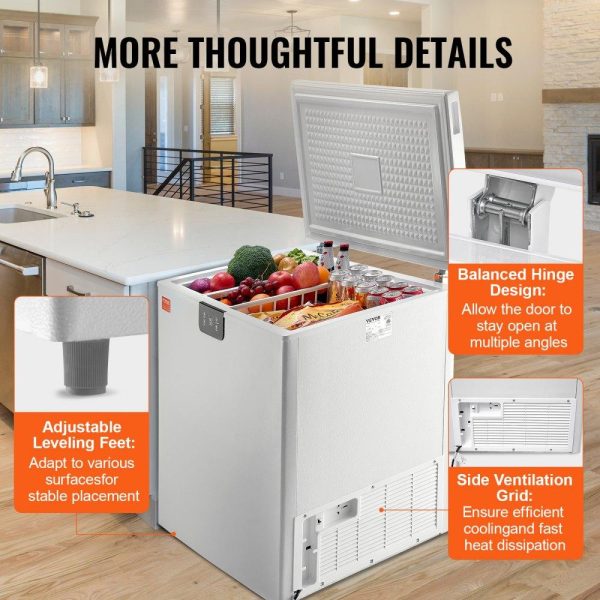 Refrigeration & Ice Equipment | Chest Freezer, 7 Cu.ft / 198 L Compact Deep Freezer, Free Standing Top Open Door Compact Freezers with 2 Removable Baskets & Adjustable Thermostat, Energy Saving & Low Noise, White Refrigeration & Ice Equipment Refrigeration & Ice Equipment