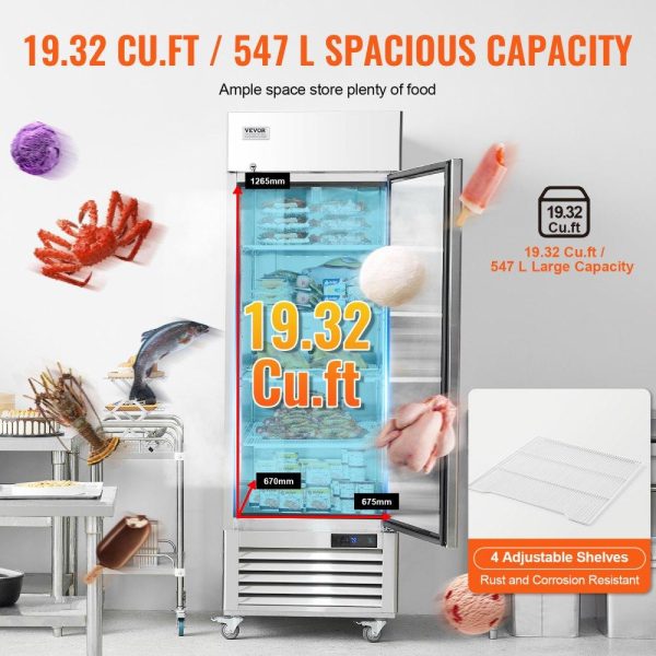 Refrigeration & Ice Equipment | Commercial Freezer 19.32 Cu.ft, Reach In 27″ W Upright Freezer Single Door, Auto-Defrost Stainless Steel Reach-in Freezer with 4 Adjustable Shelves, -13 to 5℉ Temp Control, LED Light, 4 Wheels Refrigeration & Ice Equipment Refrigeration & Ice Equipment