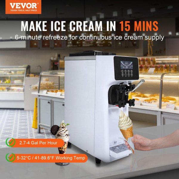 Refrigeration & Ice Equipment | Commercial Ice Cream Machine, 10.6 QT/H Yield, 1000W Single Flavor Countertop Soft Serve Ice Cream Maker, with 4L Hopper 1.6L Cylinder, LCD Panel Auto Clean Pre-cooling, for Restaurant Snack Bar Refrigeration & Ice Equipment Refrigeration & Ice Equipment