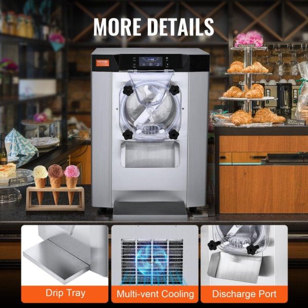 Refrigeration & Ice Equipment | Commercial Ice Cream Machine, 12 L/H Yield, 1713W Single Flavor Countertop Hard Serve Ice Cream Maker,  4.5L Stainless Steel Cylinder, LED Panel Auto Clean Pre-cooling, for Restaurant Snack Bars Refrigeration & Ice Equipment Refrigeration & Ice Equipment