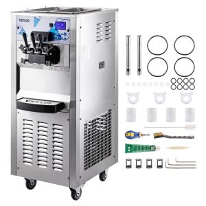 Refrigeration & Ice Equipment | Commercial Ice Cream Machine with Two 12L Hoppers Soft Serve Machine with 3 Flavors Commercial Ice Cream Maker 2500W Compressor Soft Ice Cream Machine with LCD Panel for Restaurants Snack Bar Refrigeration & Ice Equipment Refrigeration & Ice Equipment