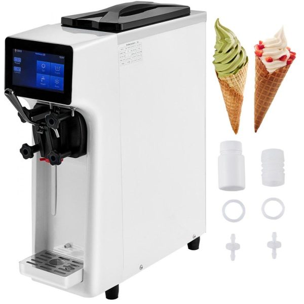 Refrigeration & Ice Equipment | Commercial Ice Cream Maker, 10-20L/H Yield, 1000W Countertop Soft Serve Machine with 4.5L Hopper 1.6L Cylinder Touch Screen Puffing Shortage Alarm, Frozen Yogurt Maker for Café Snack Bar, White White Refrigeration & Ice Equipment Refrigeration & Ice Equipment