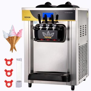 Refrigeration & Ice Equipment | Commercial Ice Cream Maker, 22-30L/H Yield, 2200W Countertop Soft Serve Machine w/ 2x6L Hopper 2L Cylinder LCD Panel Puffing Shortage Alarm, Frozen Yogurt Maker for Restaurant Snack Bar, Silver Refrigeration & Ice Equipment Refrigeration & Ice Equipment