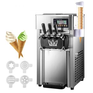 Refrigeration & Ice Equipment | Commercial Ice Cream Maker Machine, 2+1 Flavor Countertop Soft Serve Machine, 5 Gal/H Commercial Ice Cream Maker w/Two 3L Hoppers, Soft Ice Cream Machine for Restaurants Snack Bars Supermarkets Refrigeration & Ice Equipment Refrigeration & Ice Equipment