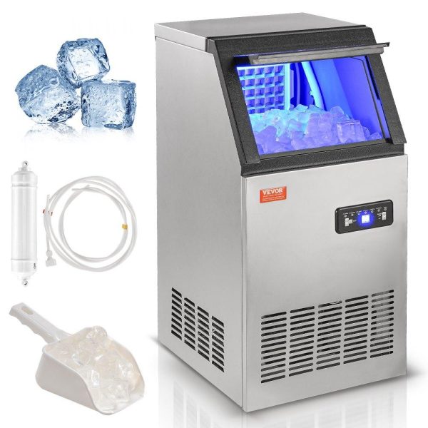 Refrigeration & Ice Equipment | Commercial Ice Maker, 100 lbs/24H, Ice Maker Machine, 45 Ice Cubes in 12-15 Minutes, Freestanding Cabinet Ice Maker with 27.5 lbs Storage Capacity LED Digital Display, for Home Office Restaurant Refrigeration & Ice Equipment Refrigeration & Ice Equipment