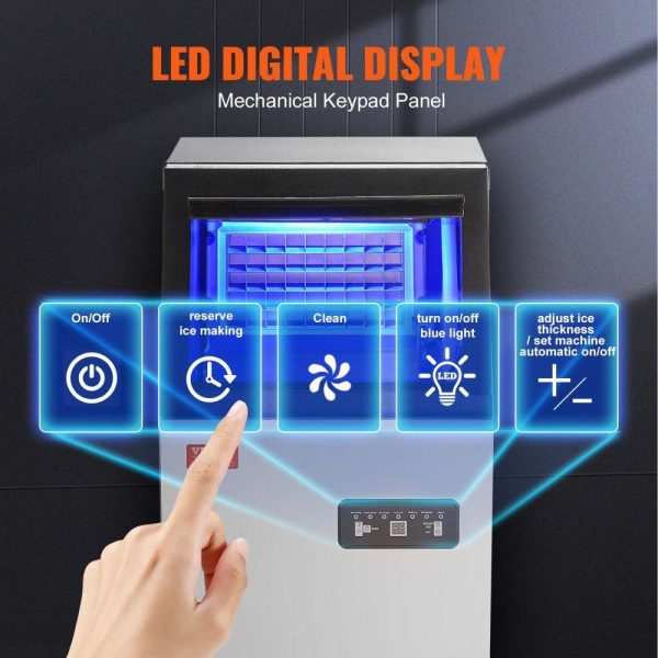 Refrigeration & Ice Equipment | Commercial Ice Maker, 100 lbs/24H, Ice Maker Machine, 45 Ice Cubes in 12-15 Minutes, Freestanding Cabinet Ice Maker with 27.5 lbs Storage Capacity LED Digital Display, for Home Office Restaurant Refrigeration & Ice Equipment Refrigeration & Ice Equipment