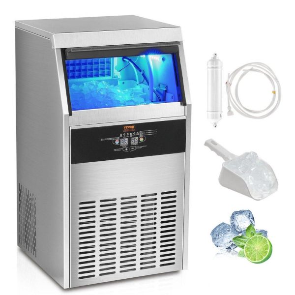 Refrigeration & Ice Equipment | Commercial Ice Maker, 100lbs/24H, Ice Maker Machine, 50 Ice Cubes in 12-15 Minutes, Freestanding Cabinet Ice Maker with 33lbs Storage Capacity LED Digital Display, for Bar Home Office Restaurant Refrigeration & Ice Equipment Refrigeration & Ice Equipment