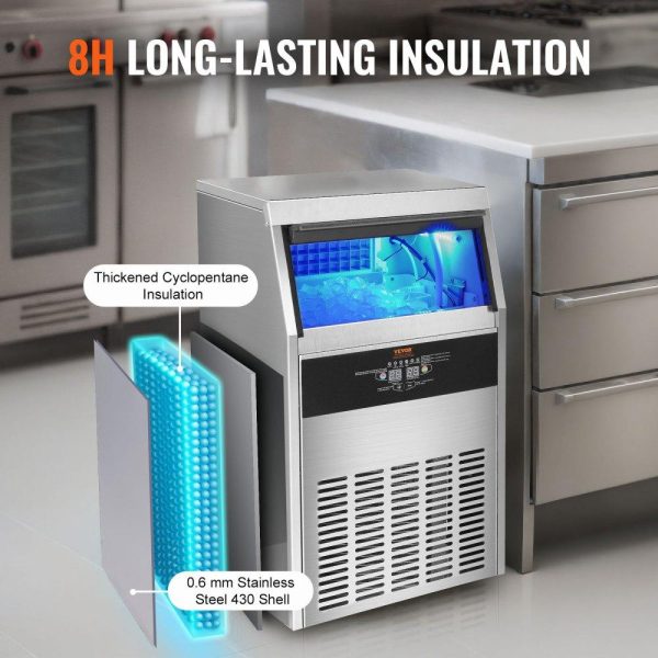 Refrigeration & Ice Equipment | Commercial Ice Maker, 100lbs/24H, Ice Maker Machine, 50 Ice Cubes in 12-15 Minutes, Freestanding Cabinet Ice Maker with 33lbs Storage Capacity LED Digital Display, for Bar Home Office Restaurant Refrigeration & Ice Equipment Refrigeration & Ice Equipment