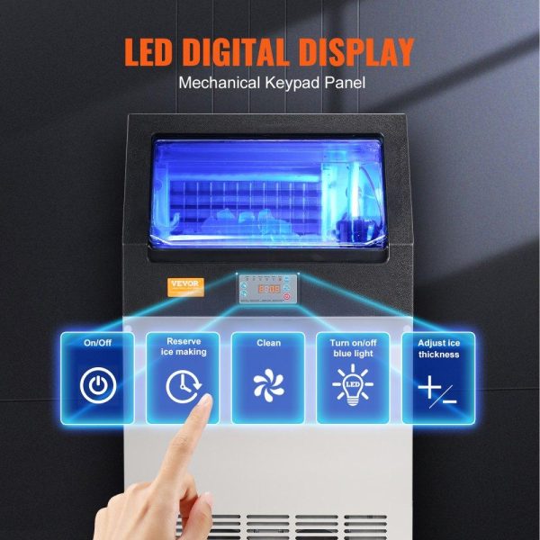 Refrigeration & Ice Equipment | Commercial Ice Maker, 100lbs/24H, Ice Maker Machine, 55 Ice Cubes in 12-15 Minutes, Freestanding Cabinet Ice Maker with 33lbs Storage Capacity LED Digital Display, for Bar Home Office Restaurant Refrigeration & Ice Equipment Refrigeration & Ice Equipment