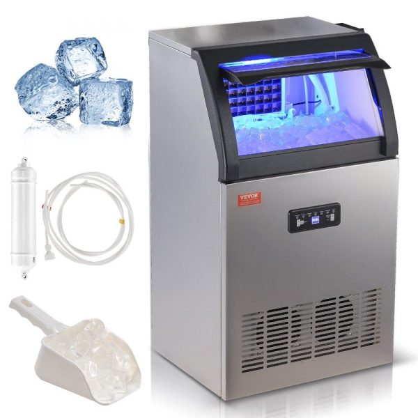 Refrigeration & Ice Equipment | Commercial Ice Maker, 120lbs/24H, Ice Maker Machine, 50 Ice Cubes in 12-15 Minutes, Freestanding Cabinet Ice Maker with 33lbs Storage Capacity LED Digital Display, for Bar Home Office Restaurant Refrigeration & Ice Equipment Refrigeration & Ice Equipment