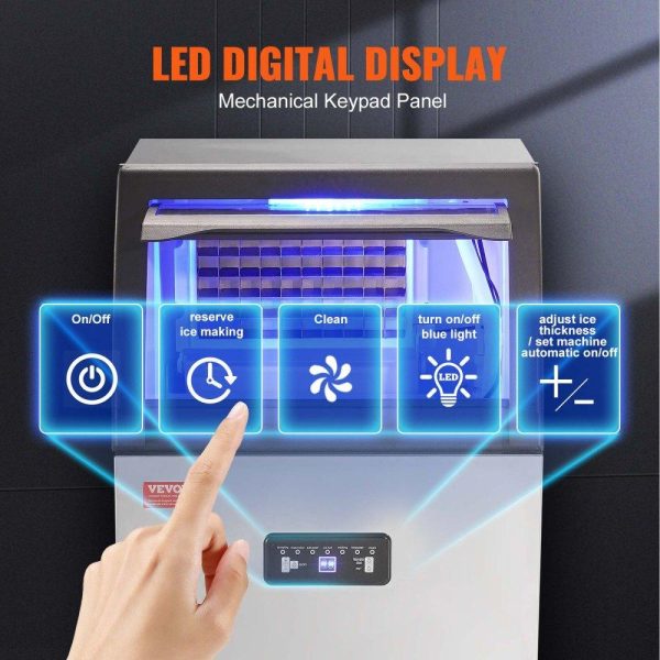 Refrigeration & Ice Equipment | Commercial Ice Maker, 120lbs/24H, Ice Maker Machine, 50 Ice Cubes in 12-15 Minutes, Freestanding Cabinet Ice Maker with 33lbs Storage Capacity LED Digital Display, for Bar Home Office Restaurant Refrigeration & Ice Equipment Refrigeration & Ice Equipment