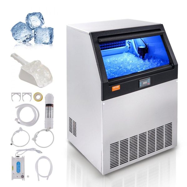 Refrigeration & Ice Equipment | Commercial Ice Maker, 160lbs/24H, Ice Maker Machine, 80 Ice Cubes in 12-15 Minutes, Freestanding Cabinet Ice Maker with 66lbs Storage Capacity LED Digital Display, for Bar Home Office Restaurant Refrigeration & Ice Equipment Refrigeration & Ice Equipment