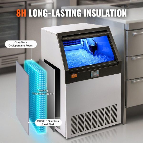 Refrigeration & Ice Equipment | Commercial Ice Maker, 160lbs/24H, Ice Maker Machine, 80 Ice Cubes in 12-15 Minutes, Freestanding Cabinet Ice Maker with 66lbs Storage Capacity LED Digital Display, for Bar Home Office Restaurant Refrigeration & Ice Equipment Refrigeration & Ice Equipment