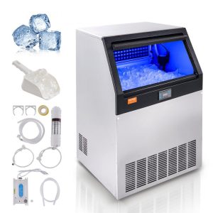 Refrigeration & Ice Equipment | Commercial Ice Maker, 200lbs/24H, Ice Maker Machine, 90 Ice Cubes in 12-15 Minutes, Freestanding Cabinet Ice Maker with 66lbs Storage Capacity LED Digital Display, for Bar Home Office Restaurant Refrigeration & Ice Equipment Refrigeration & Ice Equipment