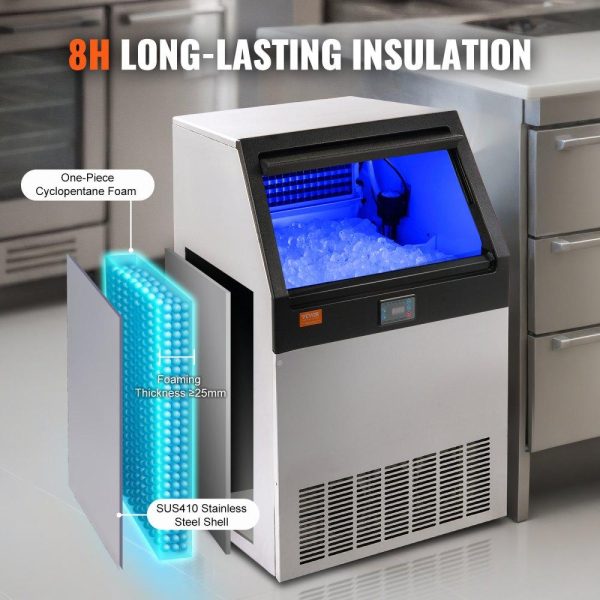 Refrigeration & Ice Equipment | Commercial Ice Maker, 200lbs/24H, Ice Maker Machine, 90 Ice Cubes in 12-15 Minutes, Freestanding Cabinet Ice Maker with 66lbs Storage Capacity LED Digital Display, for Bar Home Office Restaurant Refrigeration & Ice Equipment Refrigeration & Ice Equipment